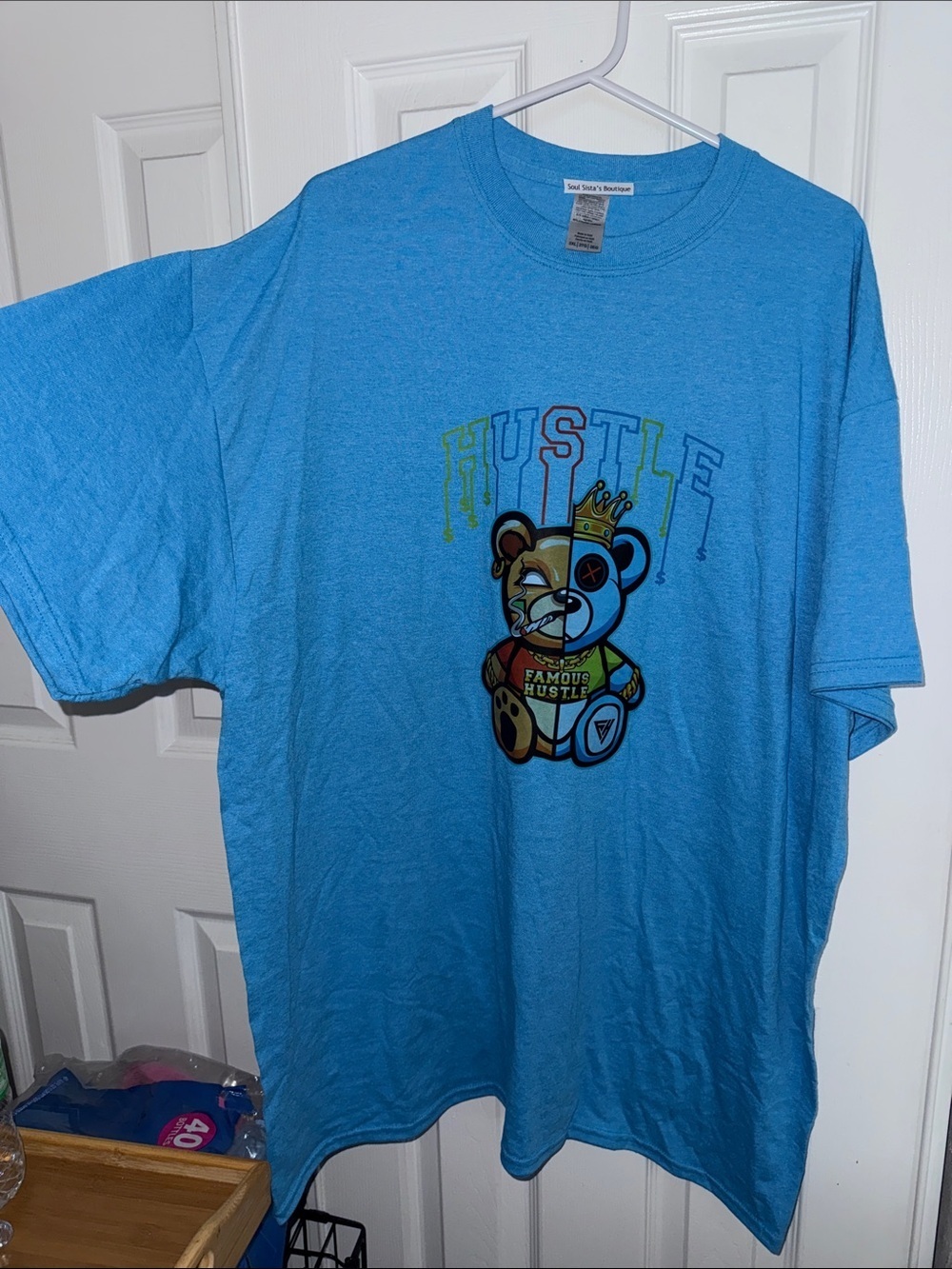 Blue 'Hustle' Bear Graphic Short Sleeve Tee - Picture 5 of 6
